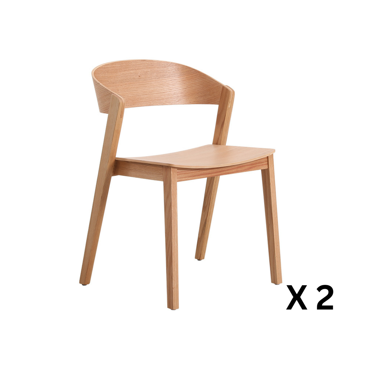 MODE Bowa Solid Wood Armless Dining Chair, Set of 2