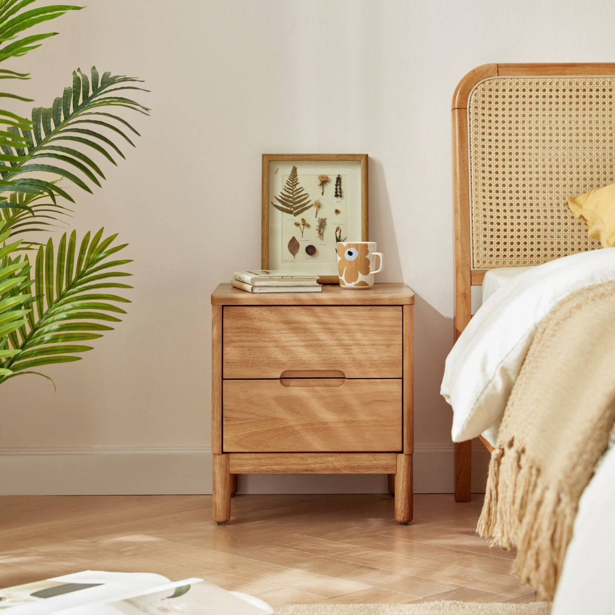 Linspire Yumi Solid Wood 2-Drawer Bedside Table