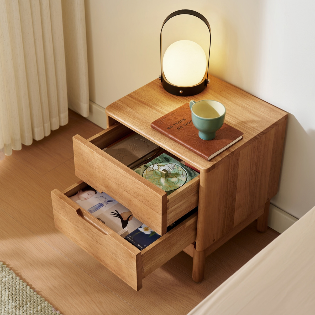 Linspire Yumi Solid Wood 2-Drawer Bedside Table
