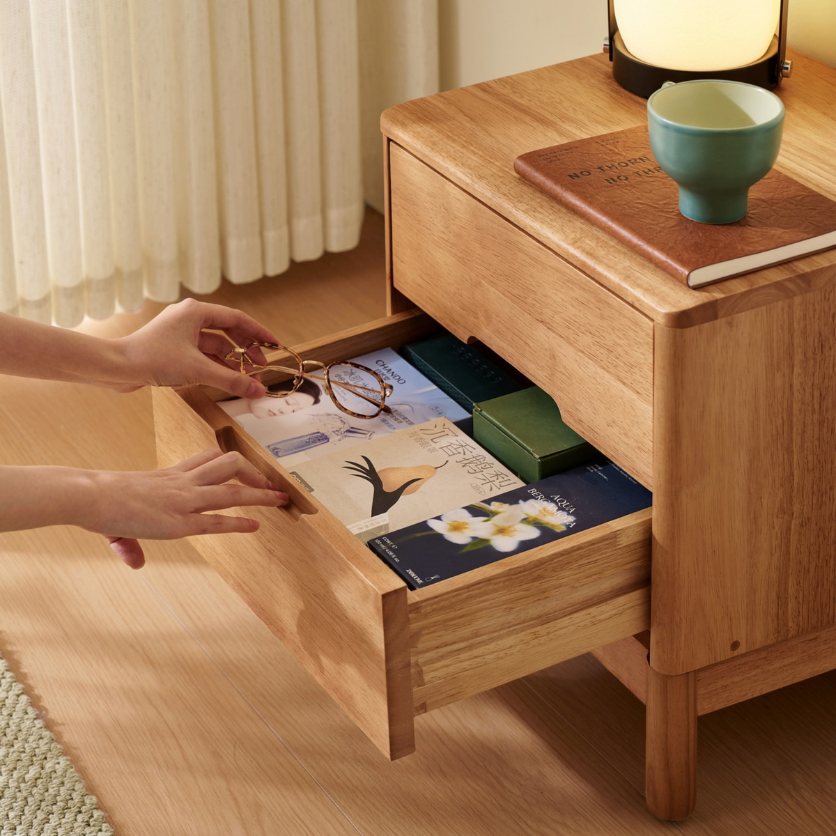 Linspire Yumi Solid Wood 2-Drawer Bedside Table