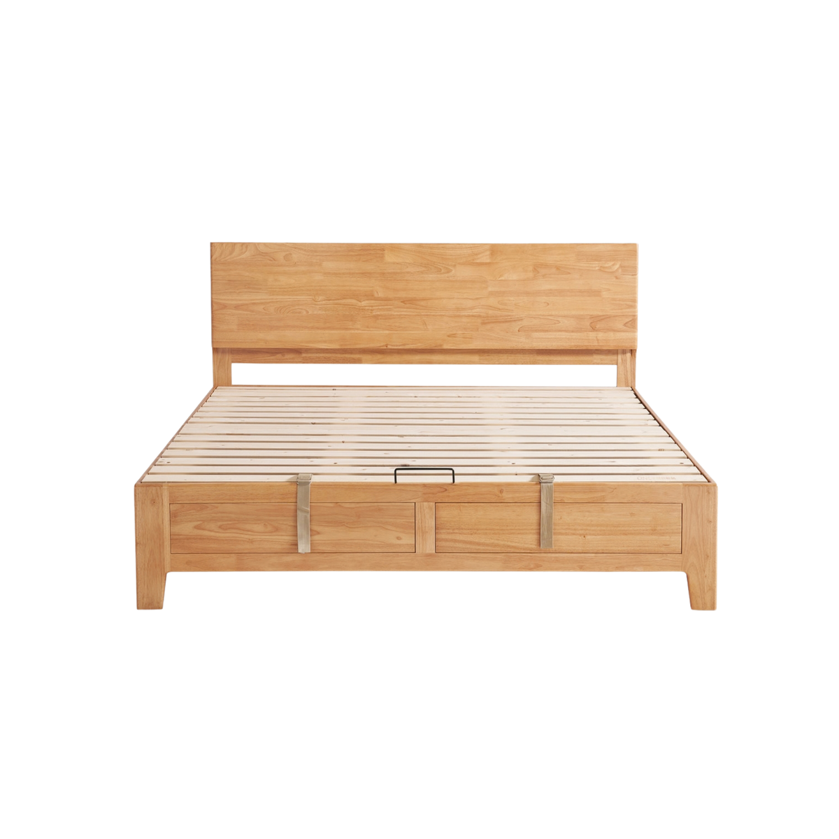 Linspire Yumi Lift-Up Storage Solid Wood Bed Frame with Raised Leg, Natural Wood