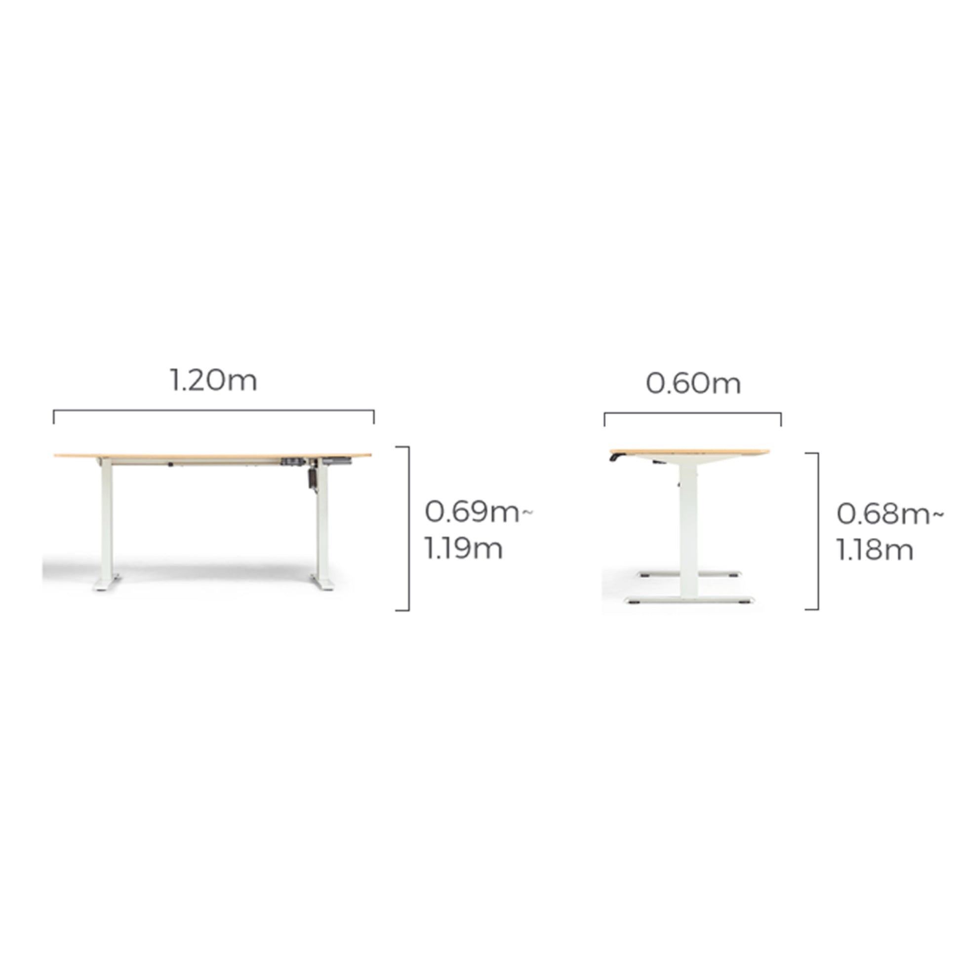 Linspire Ascend Electric Height Adjustable Standing Desk 120cm, Natural Wood & White