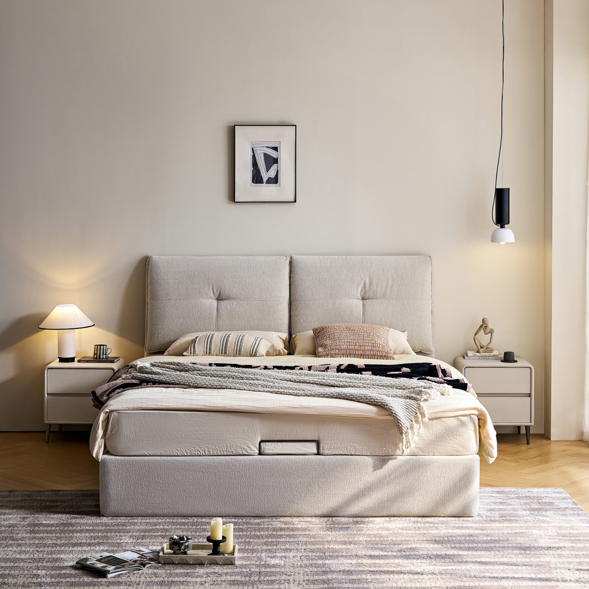 Linspire Nebula Lift-Up Storage Bed Frame, White