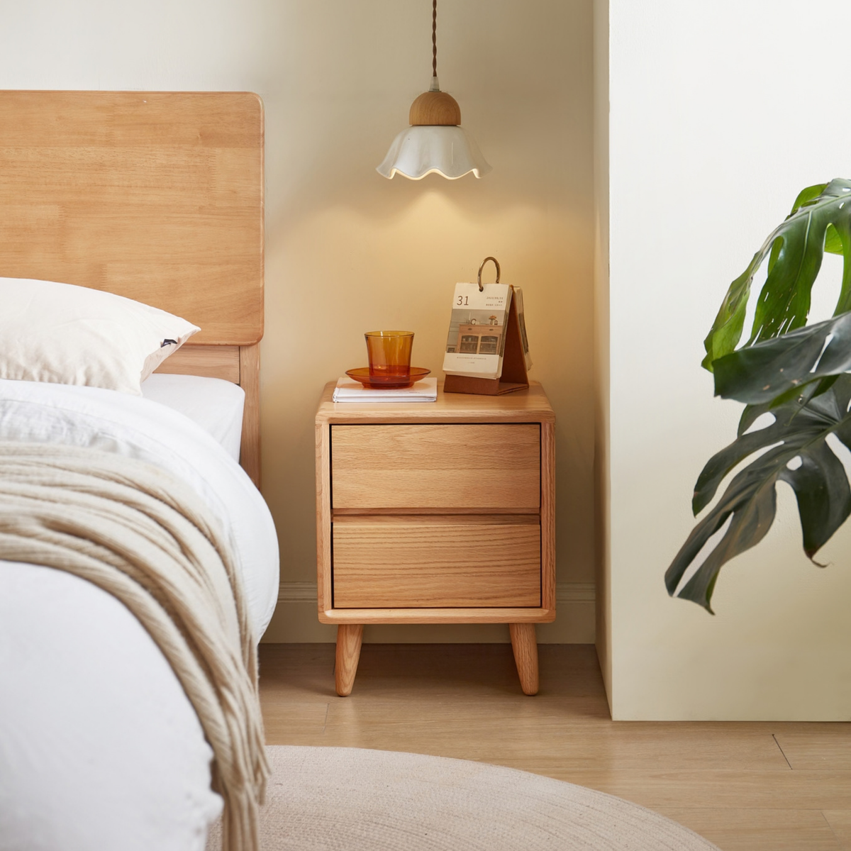 Linspire Aspen Solid Wood Bedside Table, W40cm, Natural Wood
