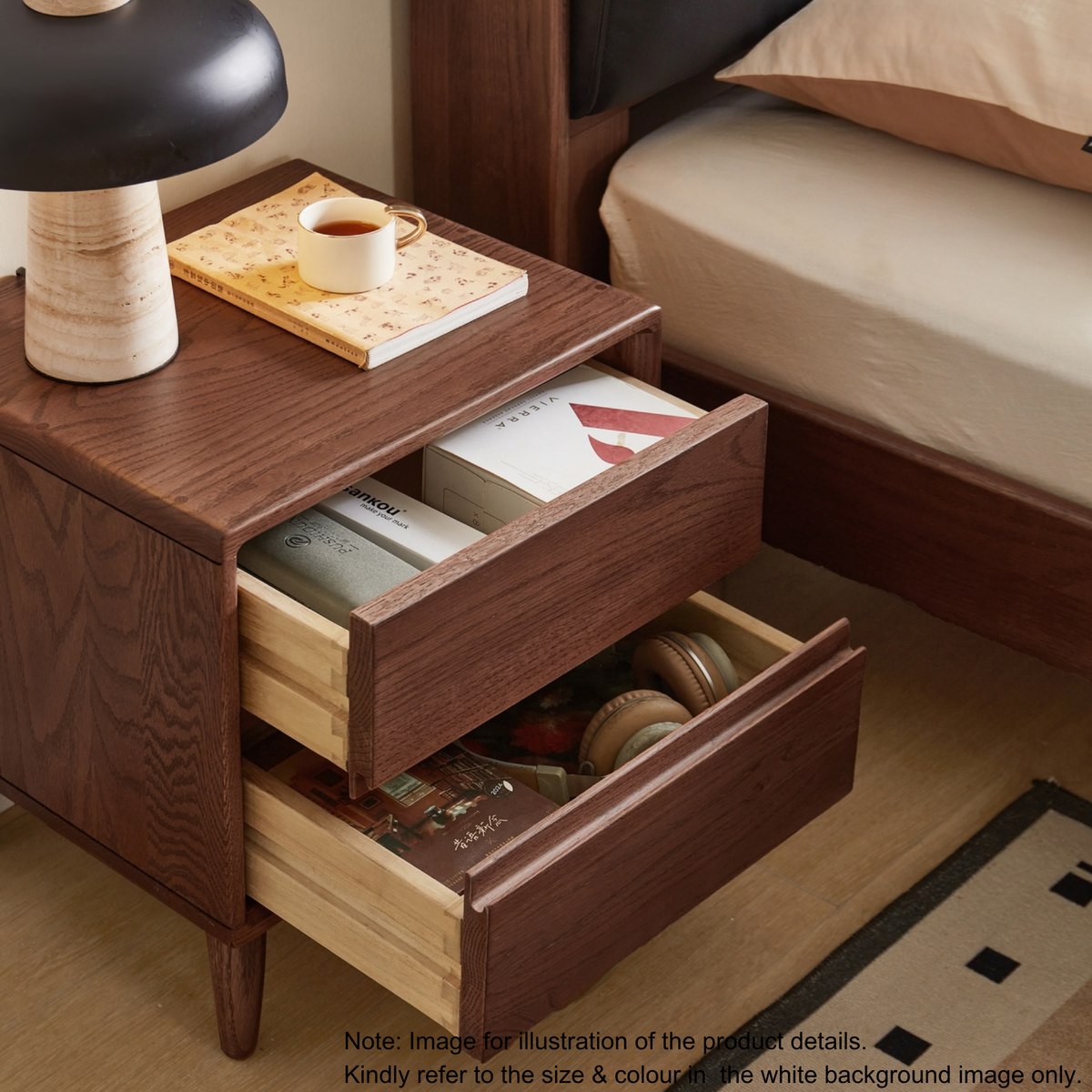 Linspire Aspen Solid Wood Bedside Table, W40cm, Natural Wood