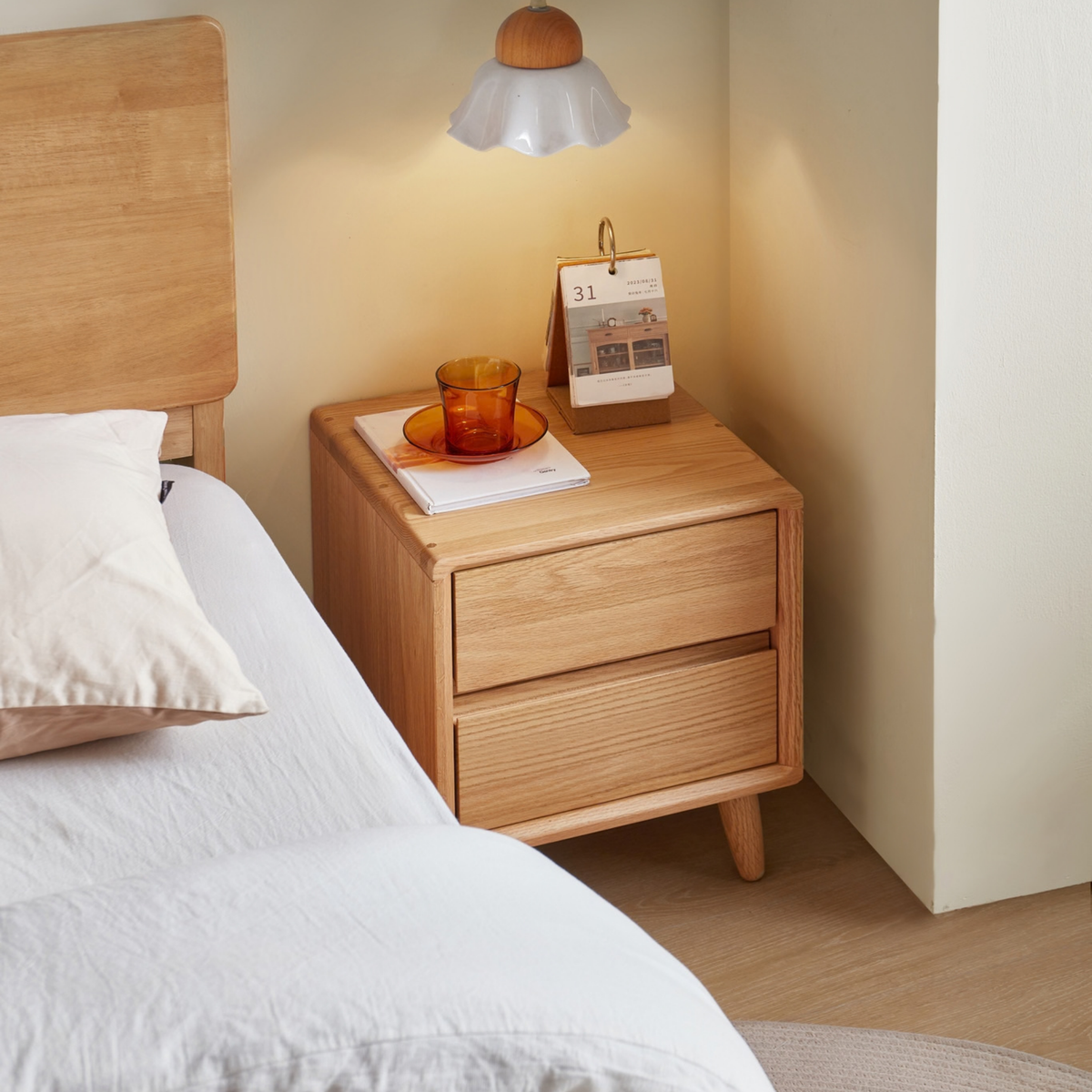Linspire Aspen Solid Wood Bedside Table, W40cm, Natural Wood