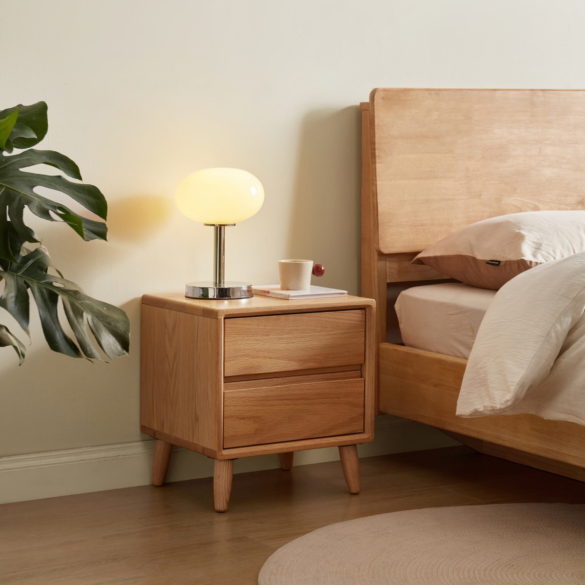 Linspire Aspen Solid Wood Bedside Table, W40cm, Natural Wood
