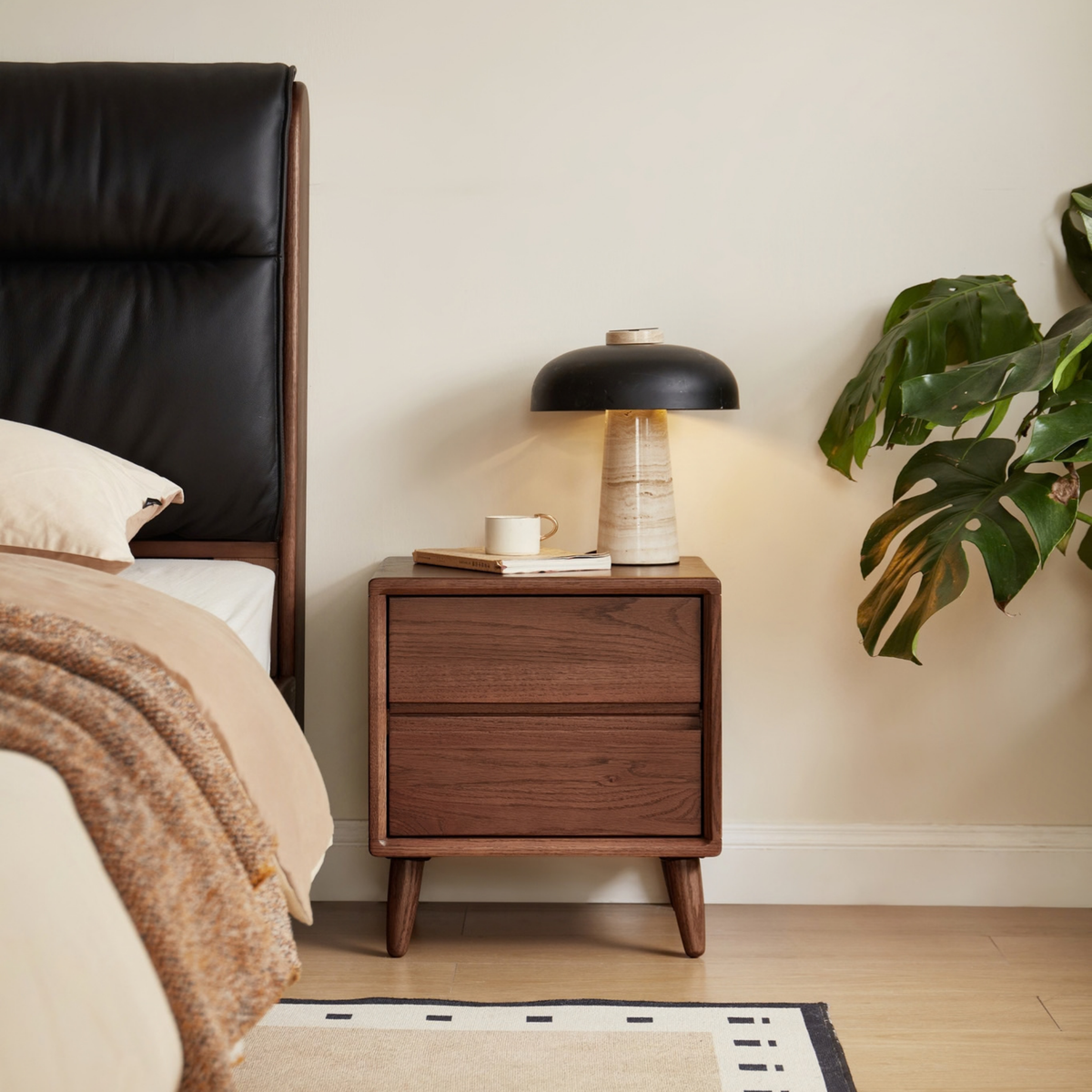 Linspire Aspen Solid Wood Bedside Table, W40cm, Dark Wood