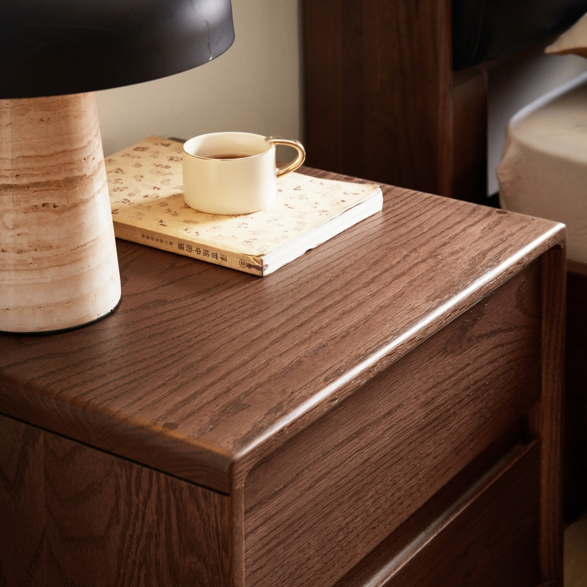 Linspire Aspen Solid Wood Bedside Table, W40cm, Dark Wood