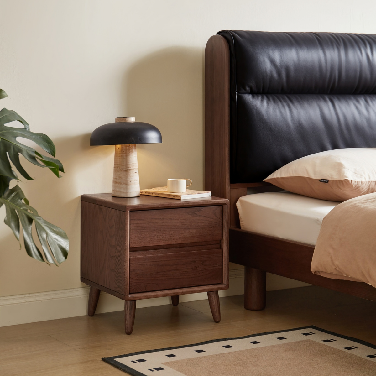 Linspire Aspen Solid Wood Bedside Table, W40cm, Dark Wood