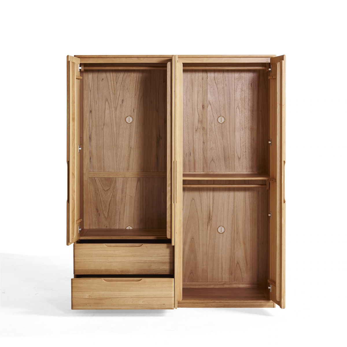 Linspire Halden 3-Door Solid Wood Wardrobe, W120cm, Natural Wood