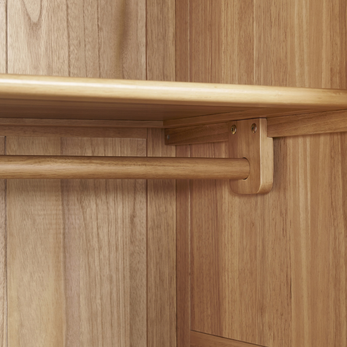 Linspire Halden 3-Door Solid Wood Wardrobe, W120cm, Natural Wood