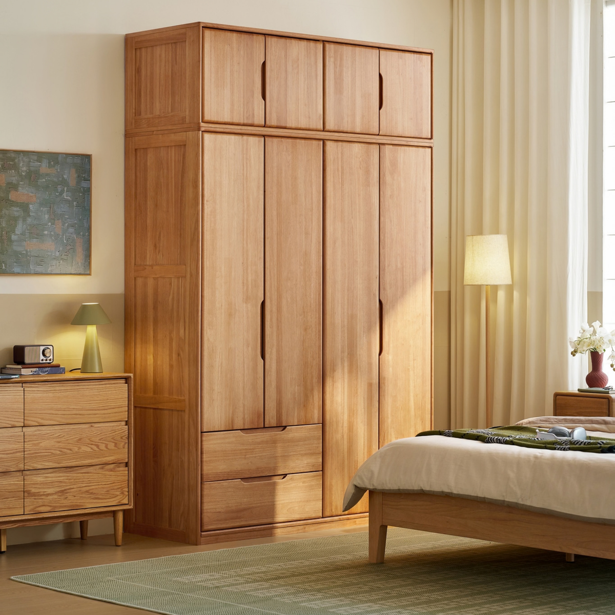 Linspire Halden 3-Door Solid Wood Wardrobe, W120cm, Natural Wood
