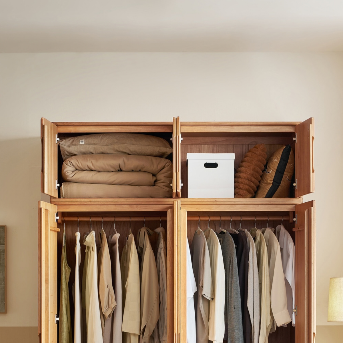 Linspire Halden 4-Door Solid Wood Wardrobe Top Cabinet, W120cm