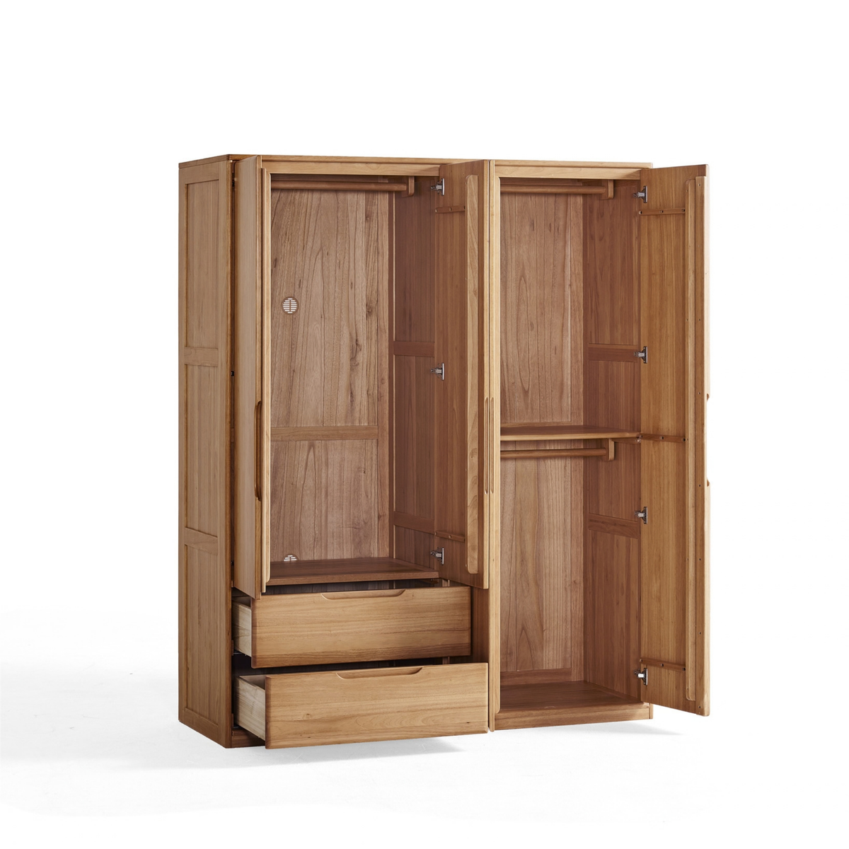 Linspire Halden 4-Door Solid Wood Wardrobe, W160cm, Natural Wood