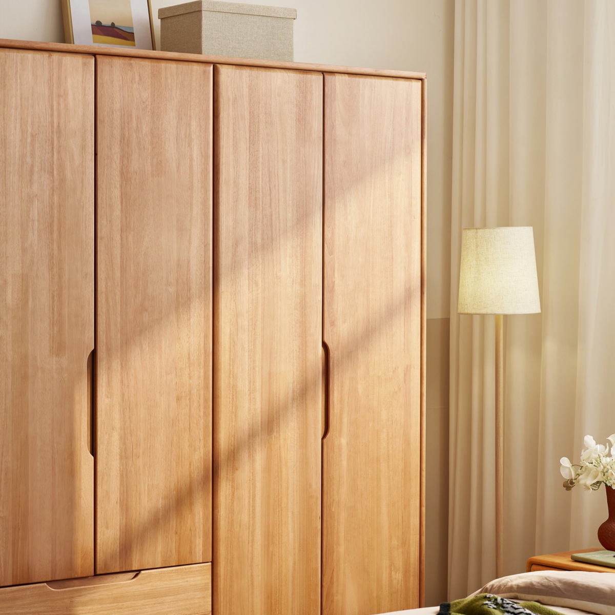Linspire Halden 4-Door Solid Wood Wardrobe, W160cm, Natural Wood