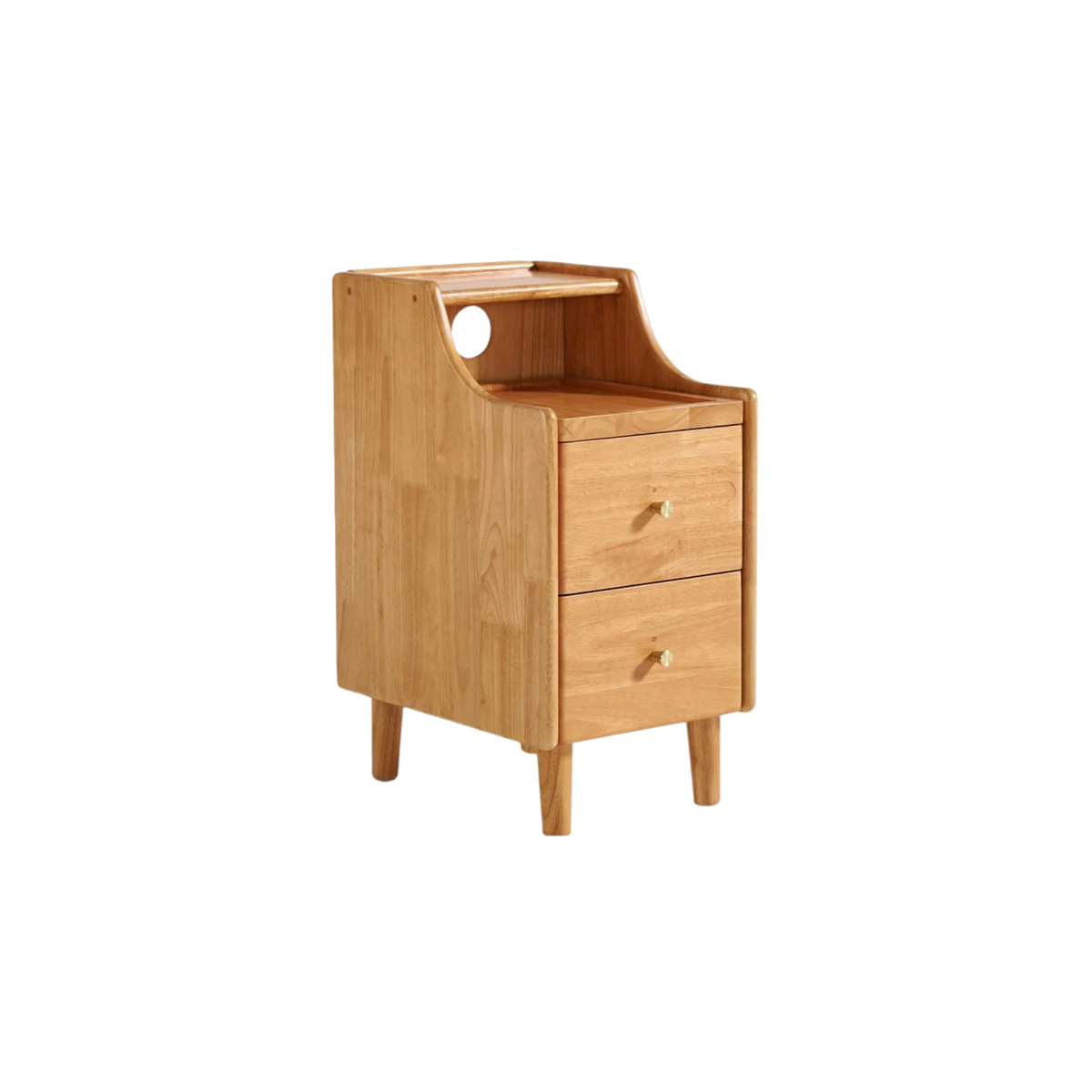 Linspire Halden Solid Wood 2-Drawer Bedside Table, Natural Wood