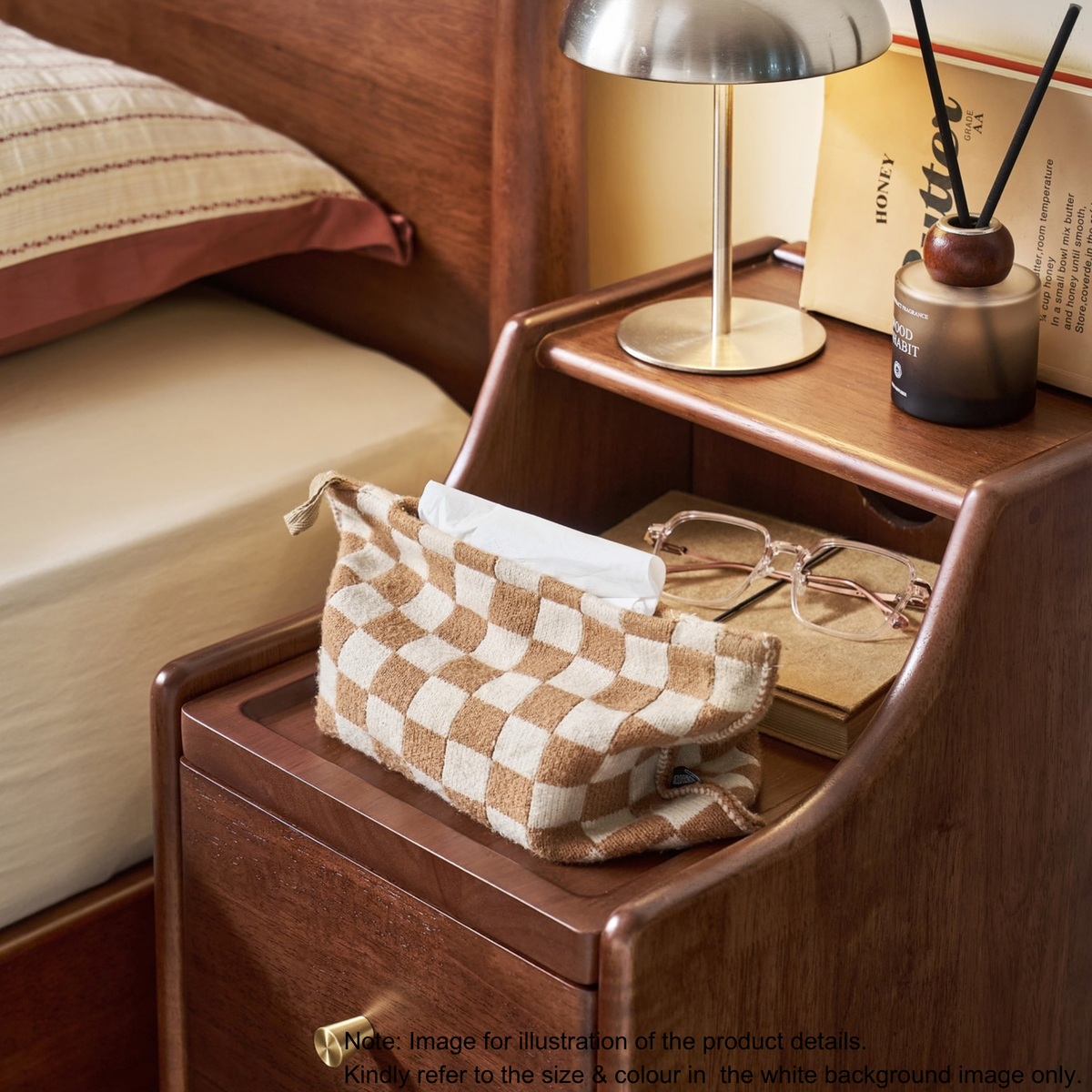 Linspire Halden Solid Wood 2-Drawer Bedside Table, Natural Wood