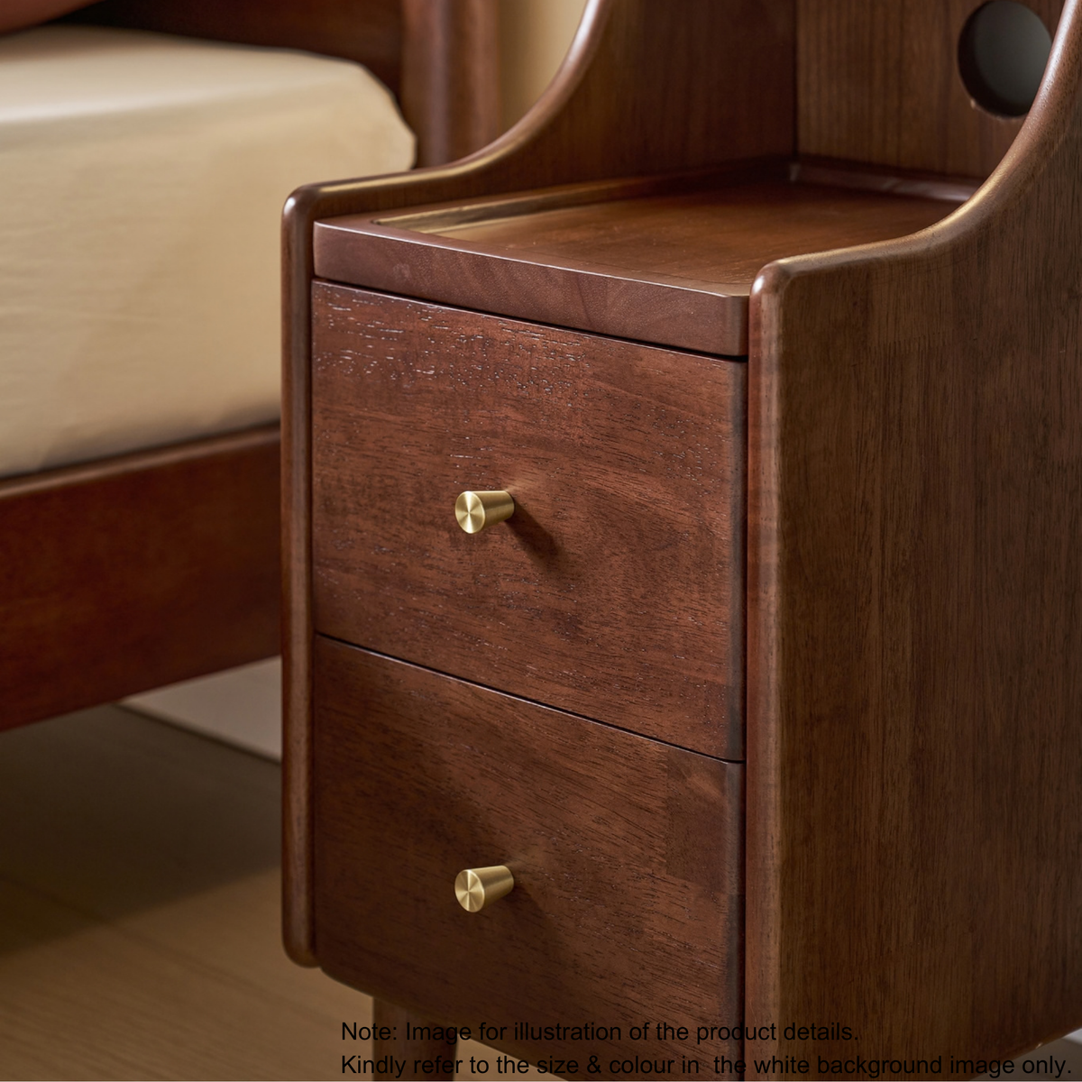 Linspire Halden Solid Wood 2-Drawer Bedside Table, Natural Wood