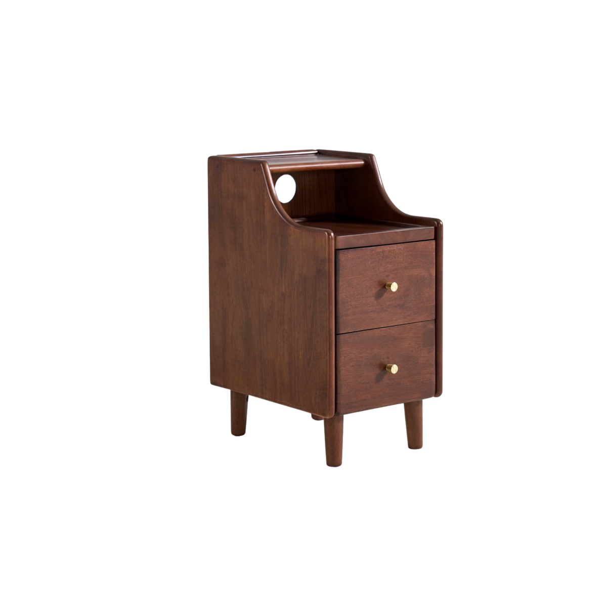 Linspire Halden Solid Wood 2-Drawer Bedside Table, Dark Wood