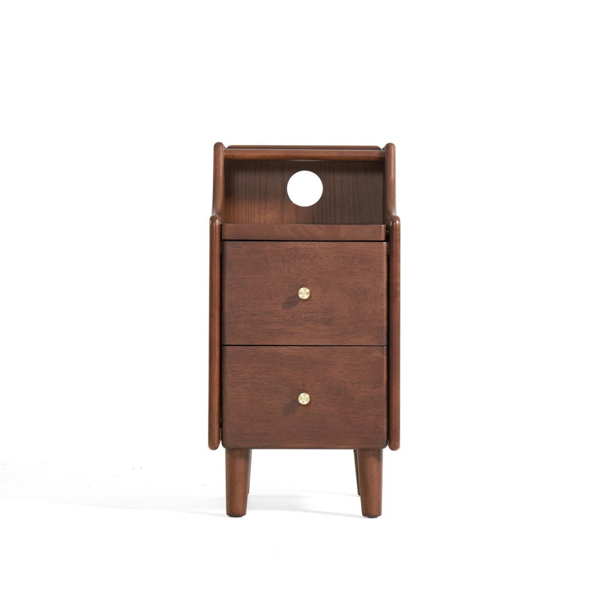 Linspire Halden Solid Wood 2-Drawer Bedside Table, Dark Wood