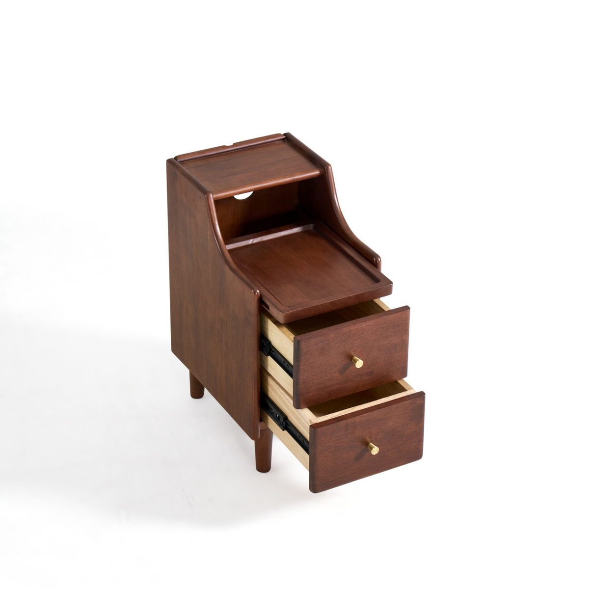 Linspire Halden Solid Wood 2-Drawer Bedside Table, Dark Wood