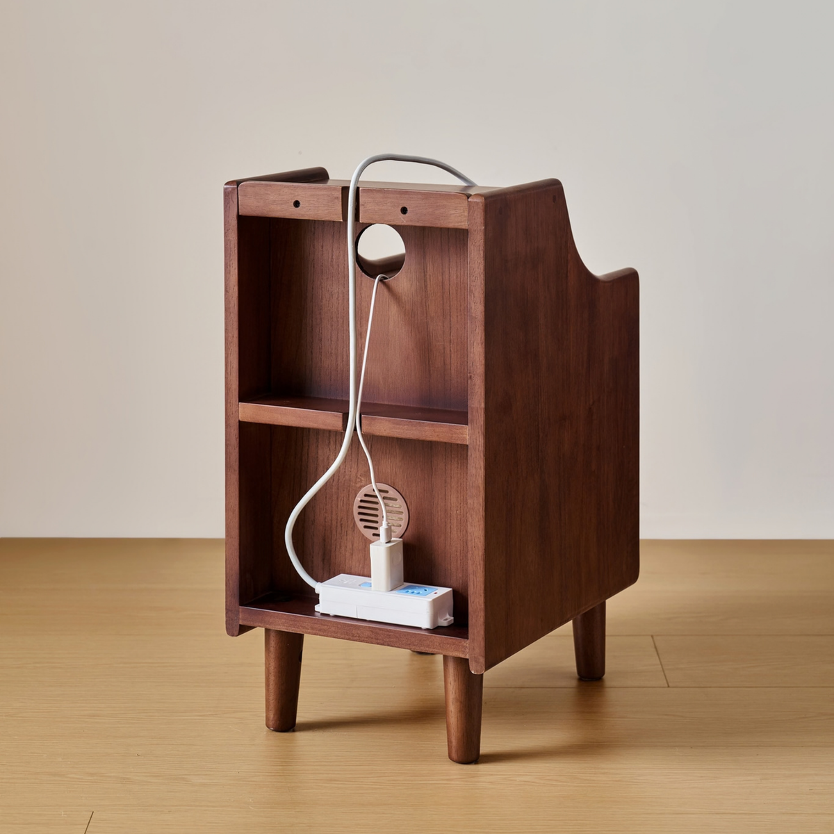 Linspire Halden Solid Wood 2-Drawer Bedside Table, Dark Wood