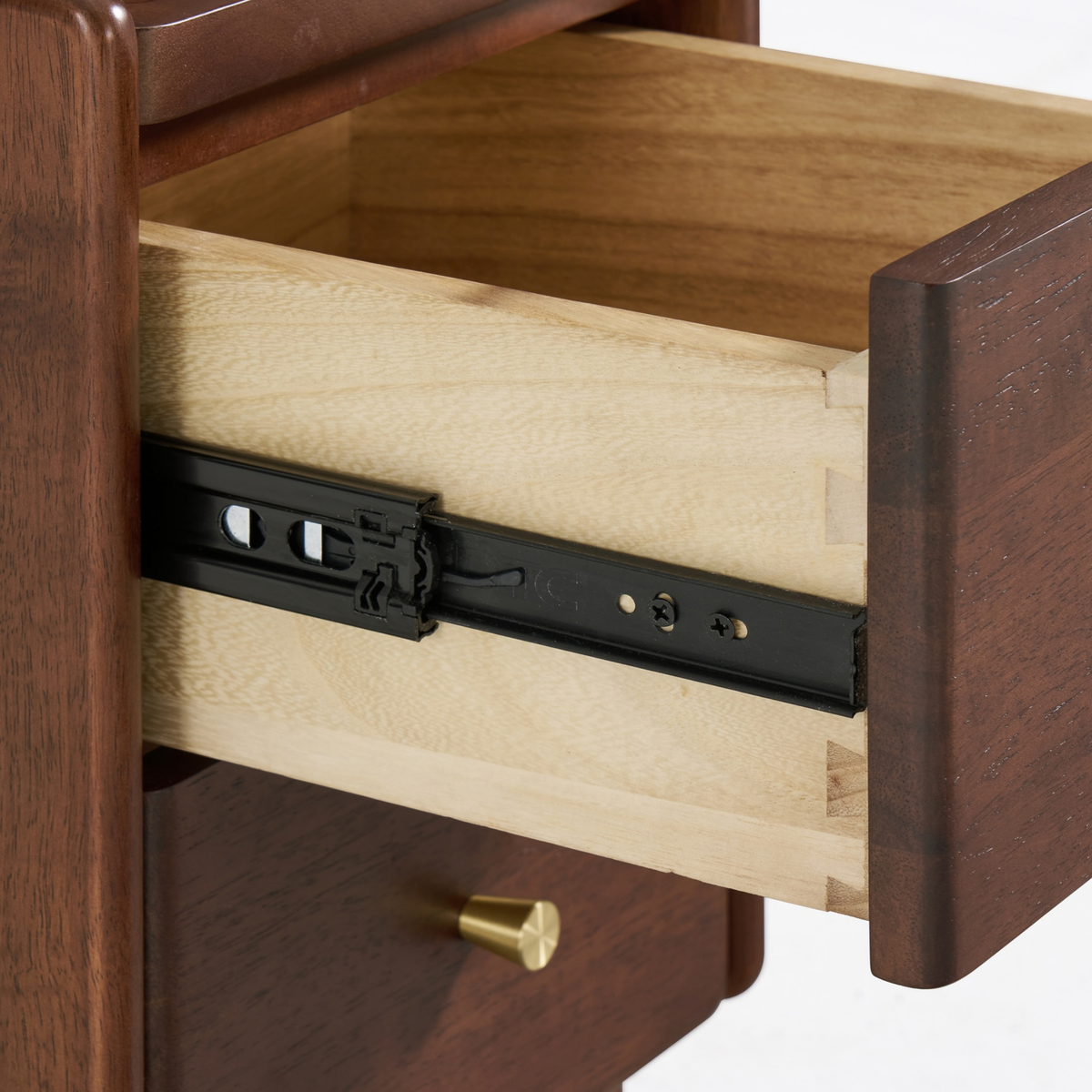 Linspire Halden Solid Wood 2-Drawer Bedside Table, Dark Wood
