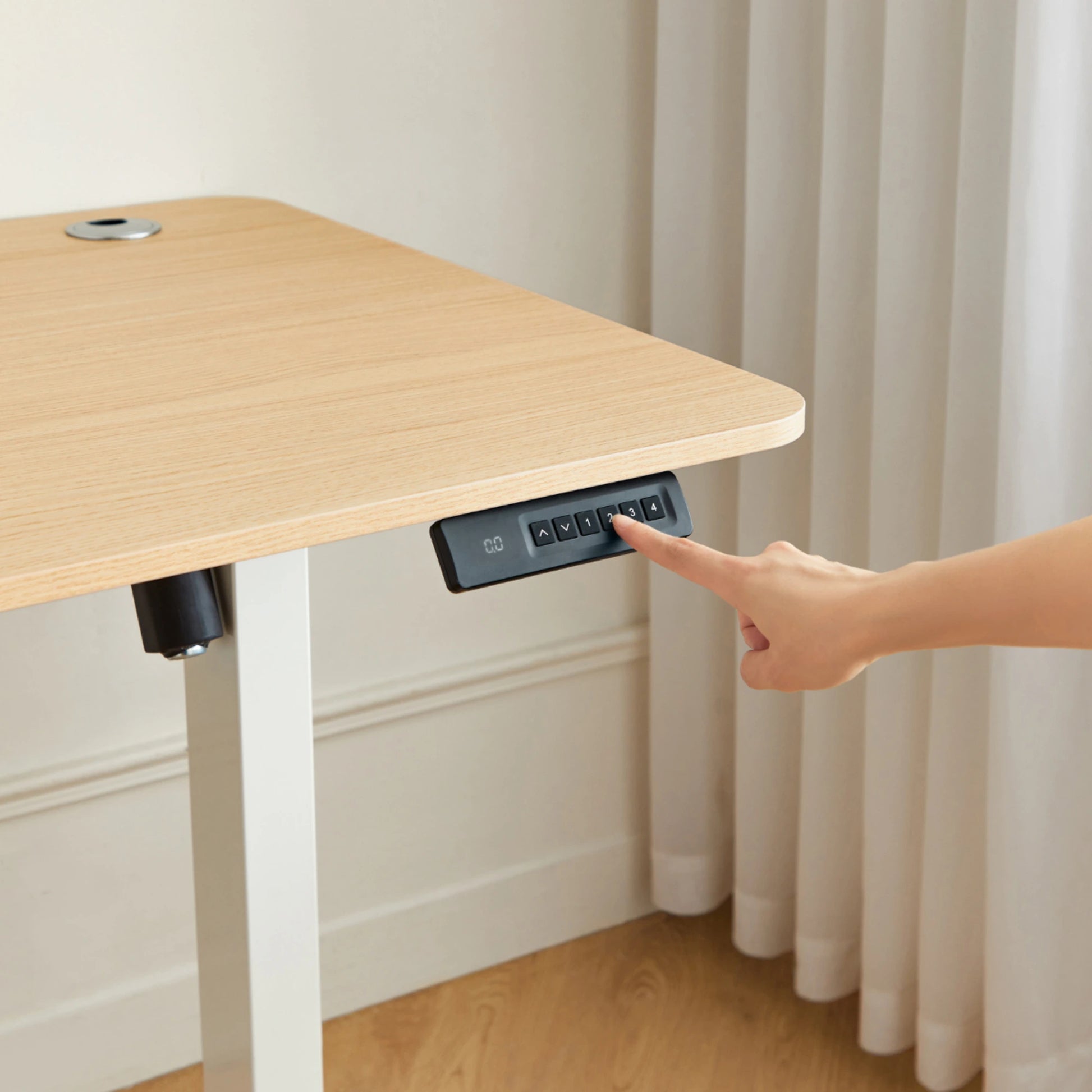 Linspire Ascend Electric Height Adjustable Standing Desk 140cm, Natural Wood & White