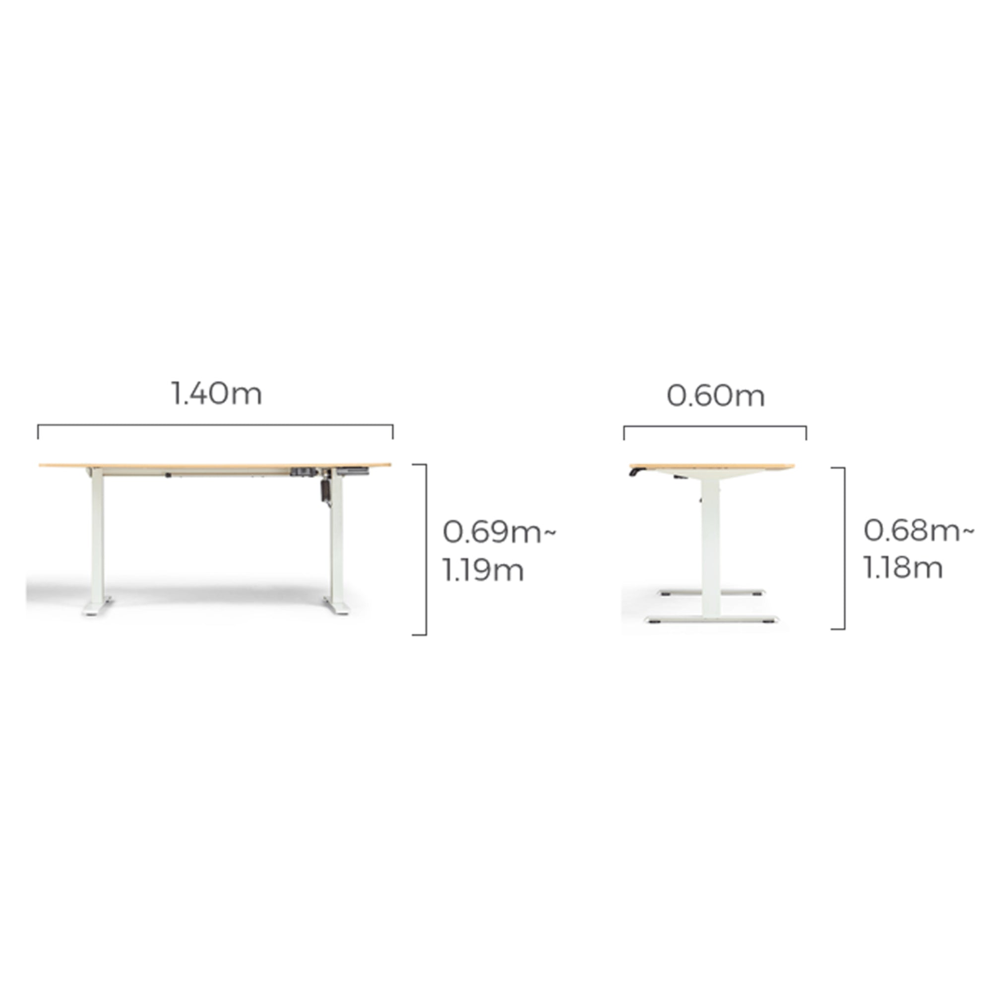 Linspire Ascend Electric Height Adjustable Standing Desk, W140cm, Natural Wood & White