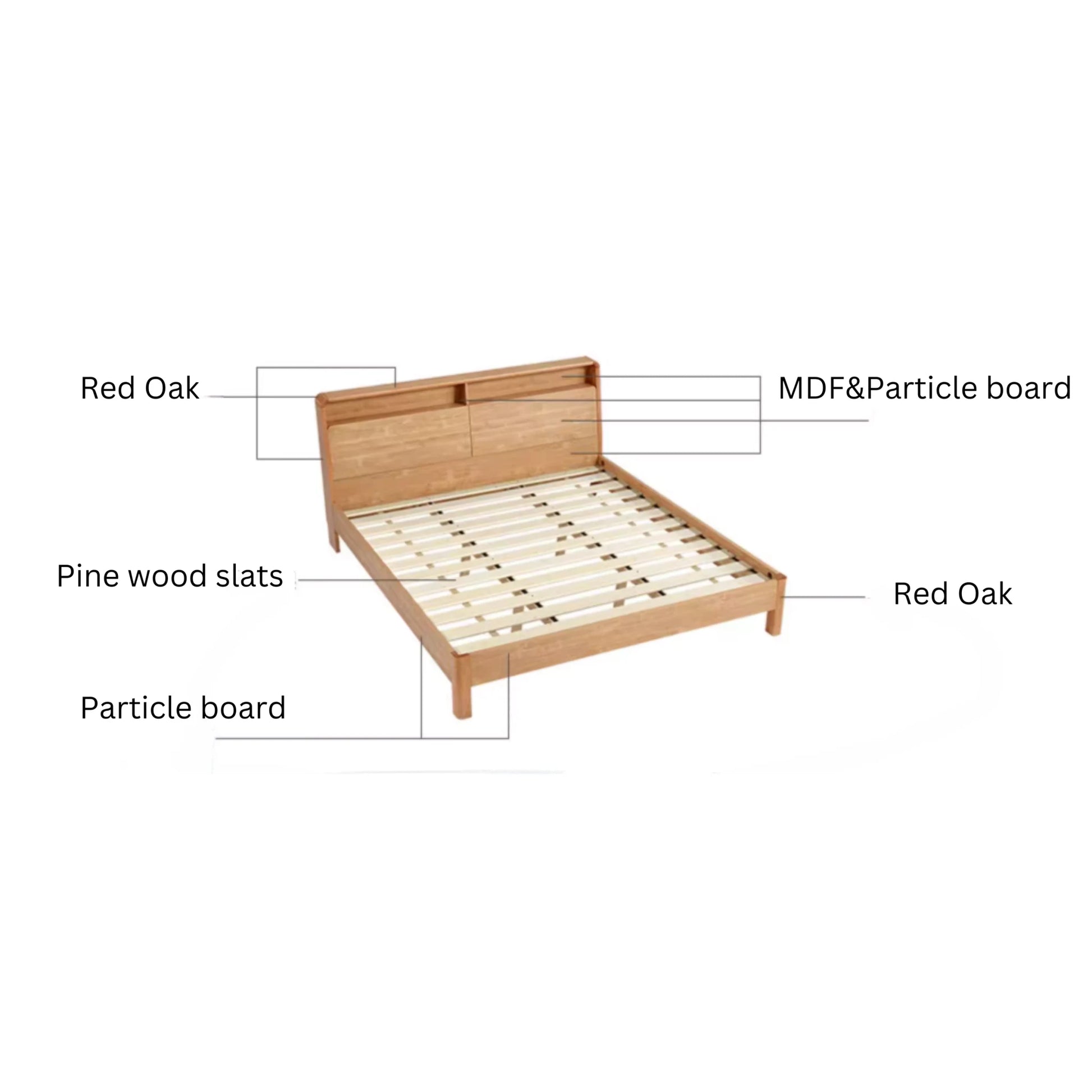 Linspire Aspire Bed Frame With Storage Headboard, Natural Wood