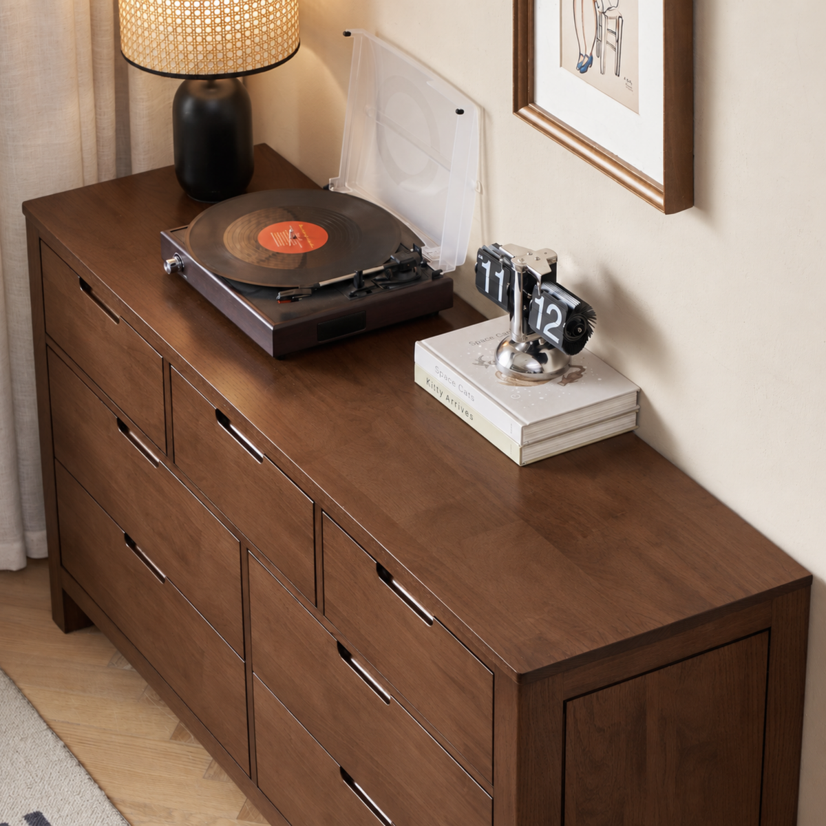 Solidwood Dona Chest of 7 Drawers, Dark Wood