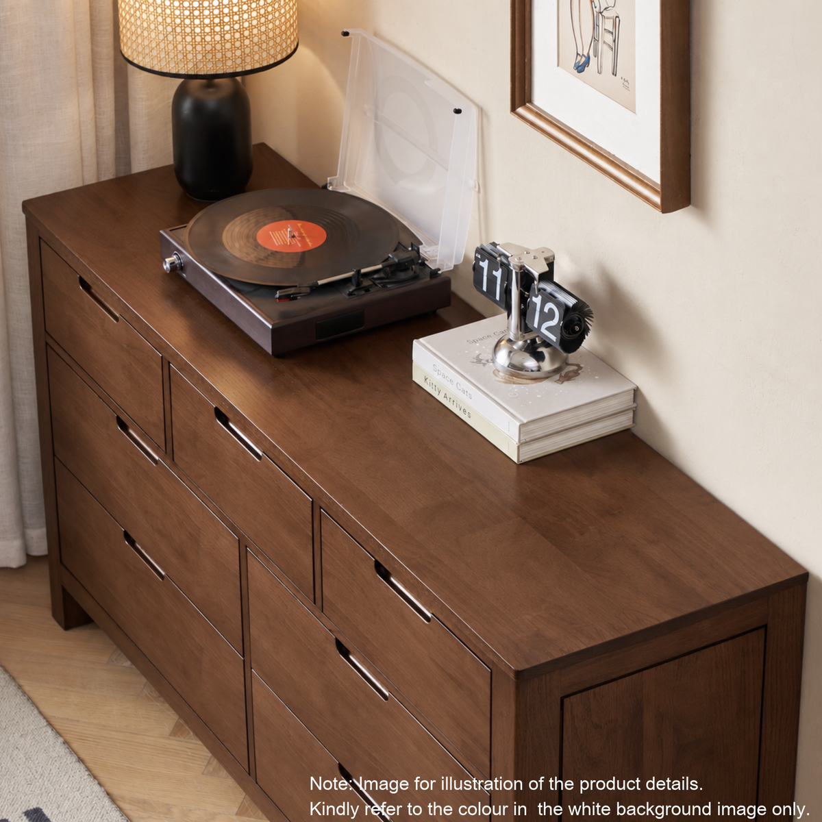 Solidwood Dona Chest of 7 Drawers, Natural Wood