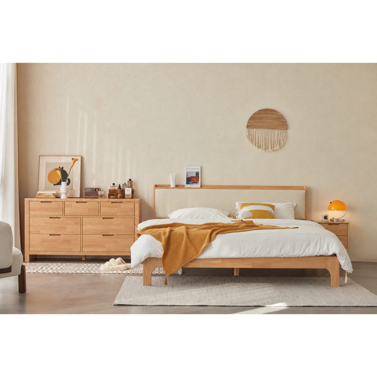 Solidwood Dona Chest of 7 Drawers, Natural Wood