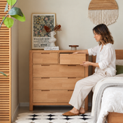 Solidwood Dona Chest of 5 Drawers, Natural Wood
