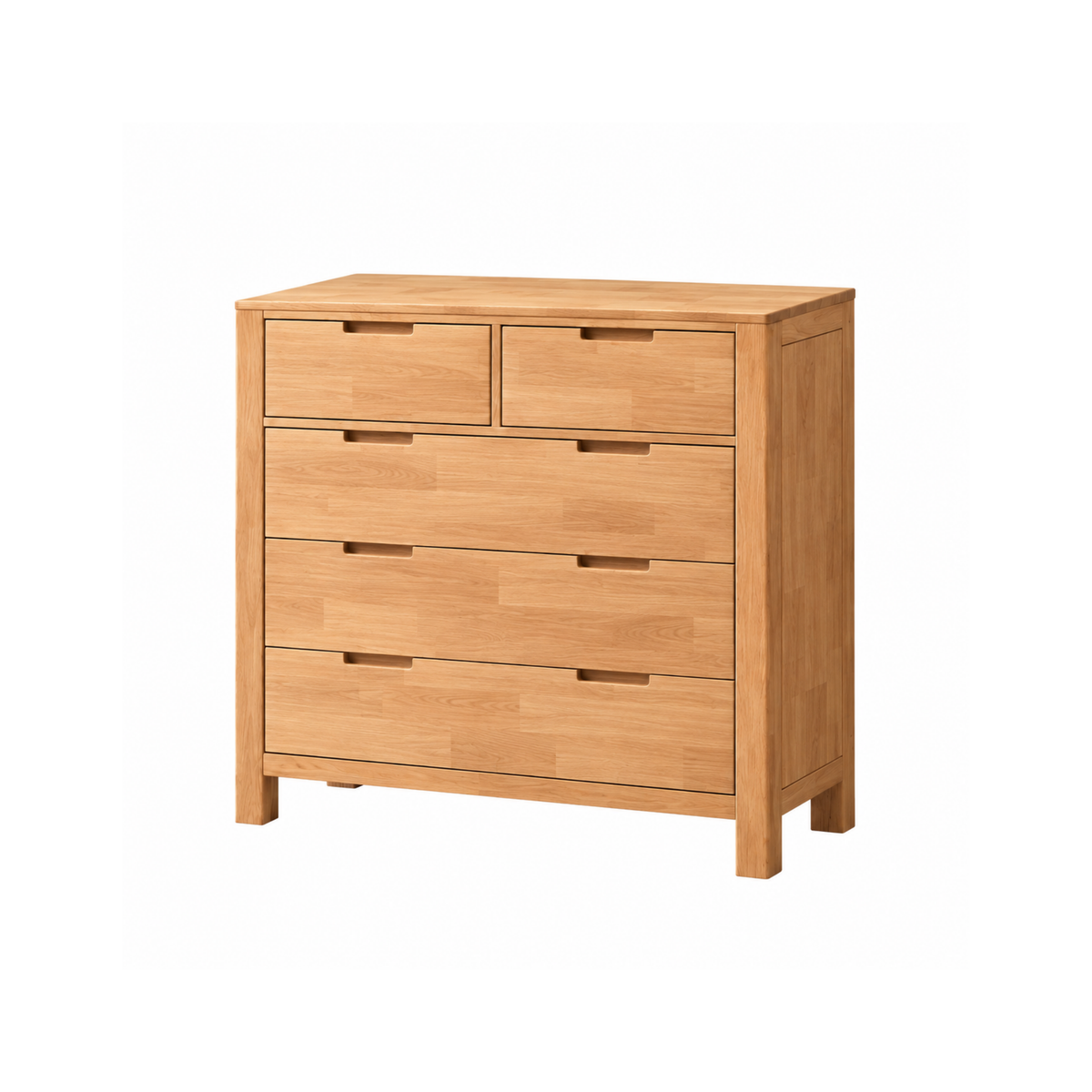 Solidwood Dona Chest of 5 Drawers, Natural Wood