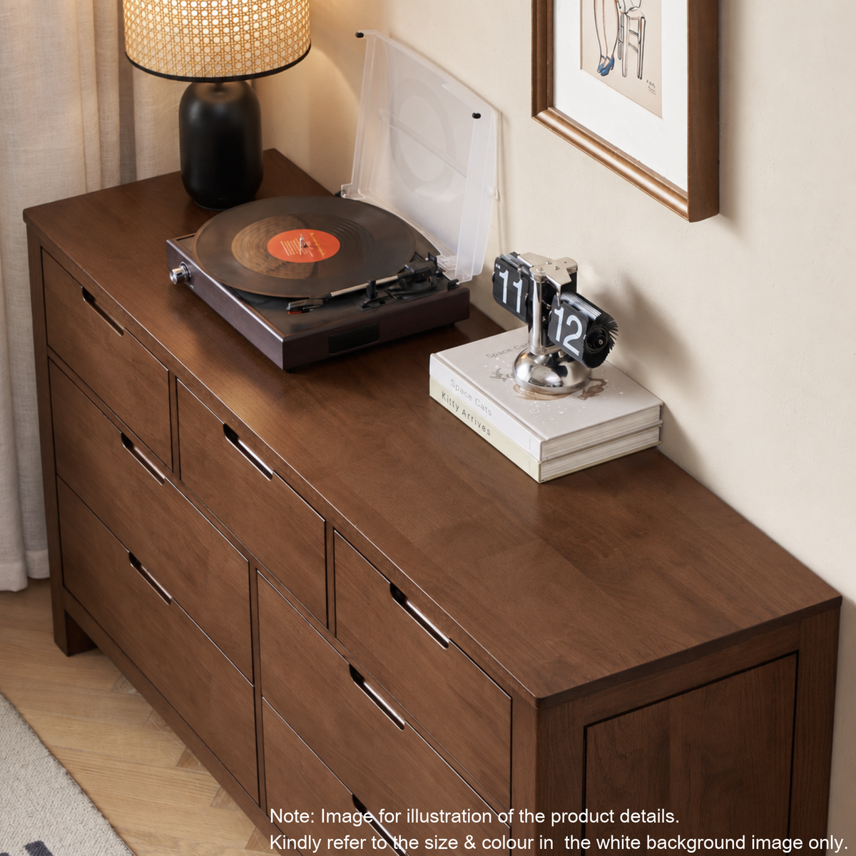 Solidwood Dona Chest of 5 Drawers, Natural Wood