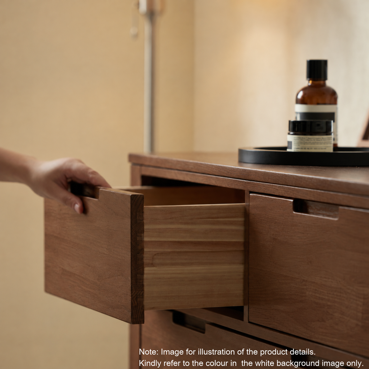 Solidwood Dona Chest of 5 Drawers, Natural Wood