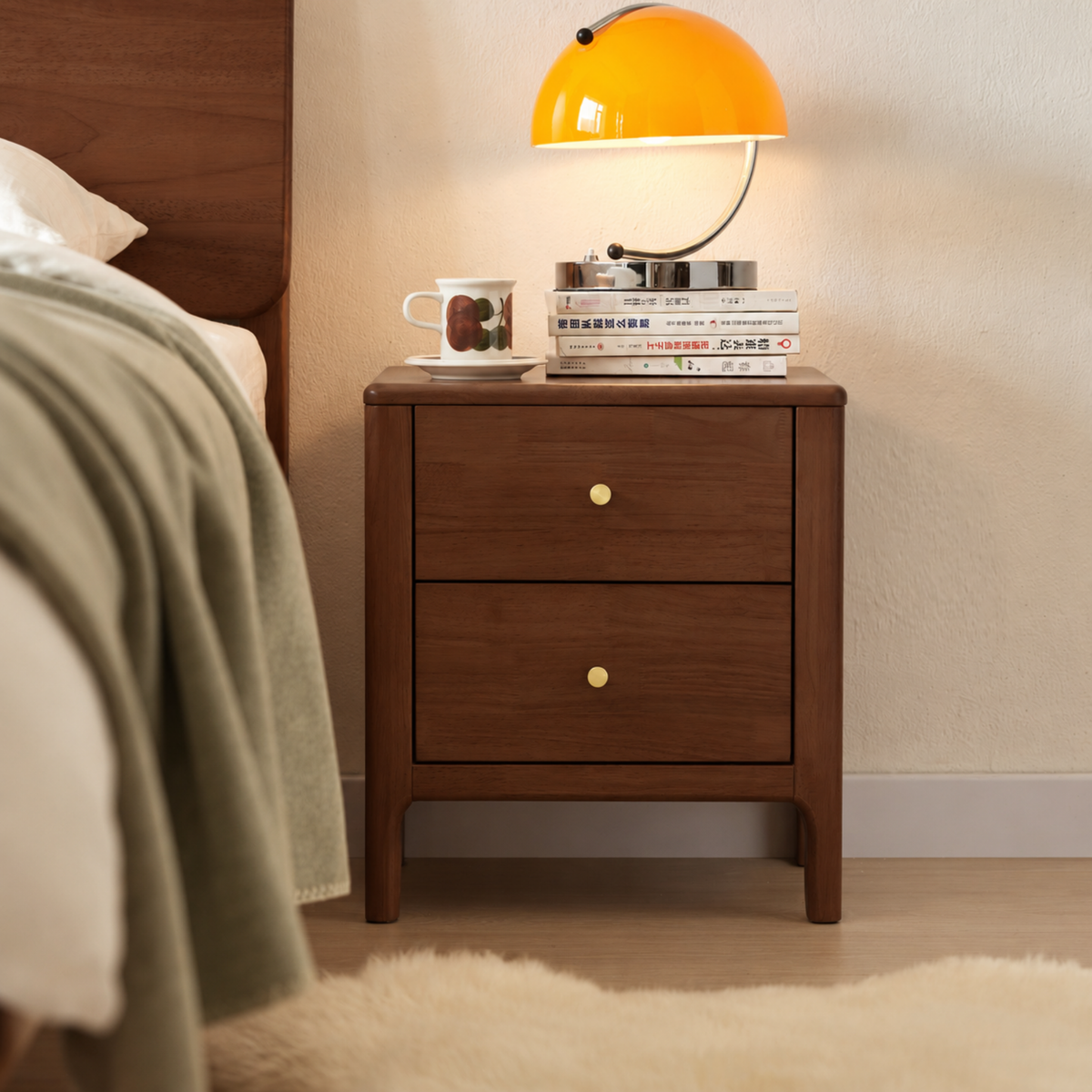 Solidwood Jinova Bedside Table, Dark Wood