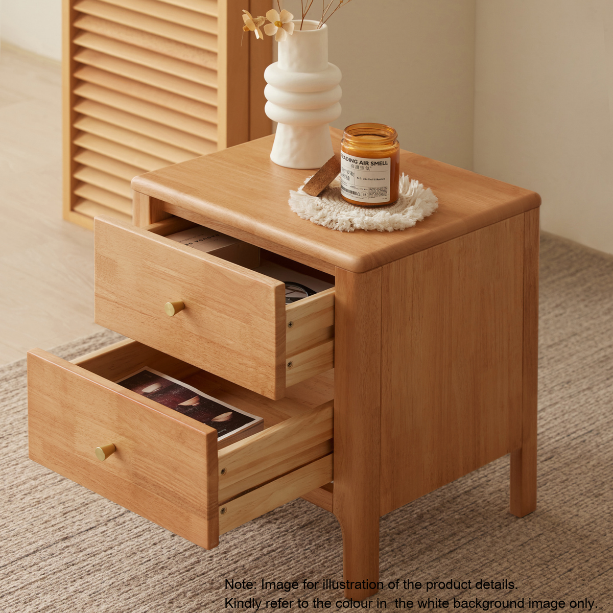 Solidwood Jinova Bedside Table, Dark Wood
