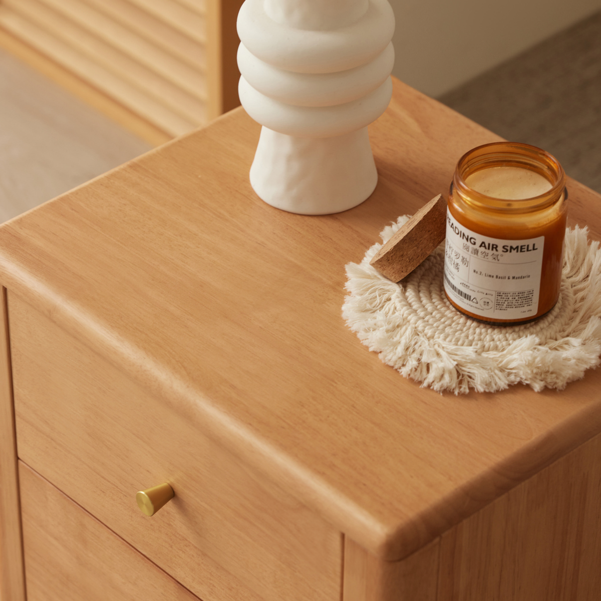 Solidwood Jinova Bedside Table, Dark Wood