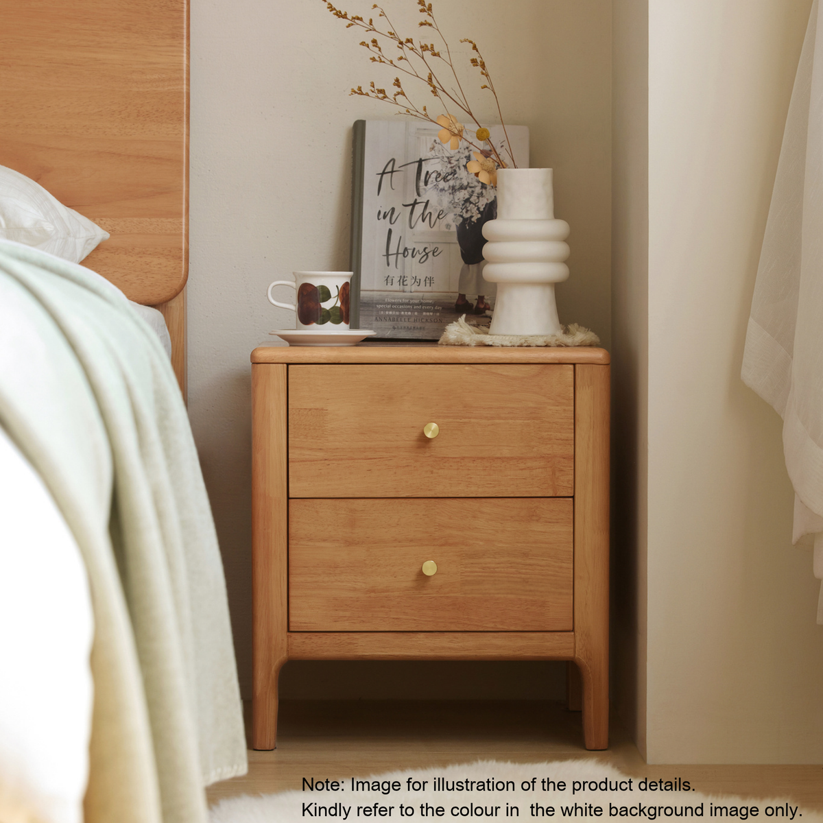 Solidwood Jinova Bedside Table, Dark Wood