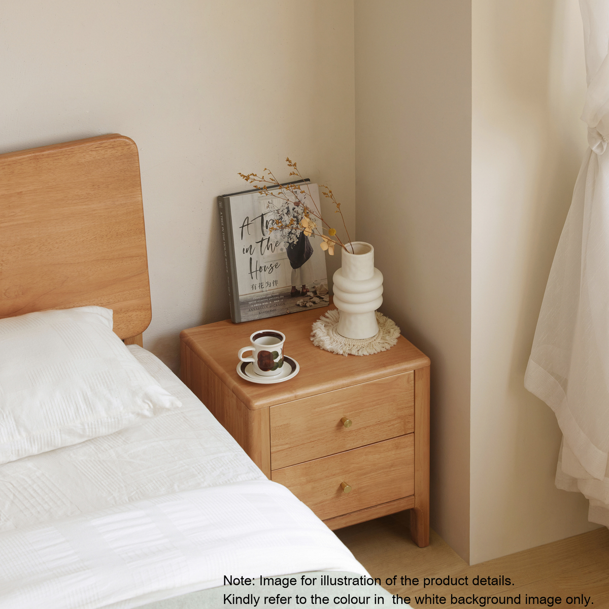 Solidwood Jinova Bedside Table, Dark Wood