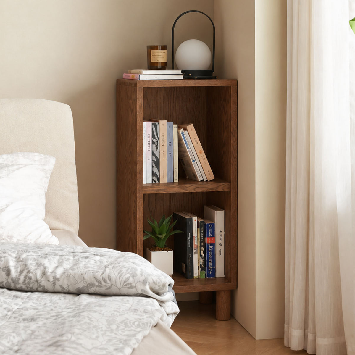 Solidwood Gleam 2-Cube Open Bookcase, Walnut Oak