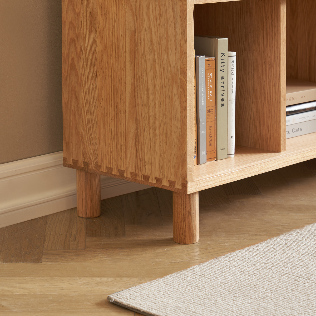 Solidwood Gleam 2-Cube Open Bookcase, Oak