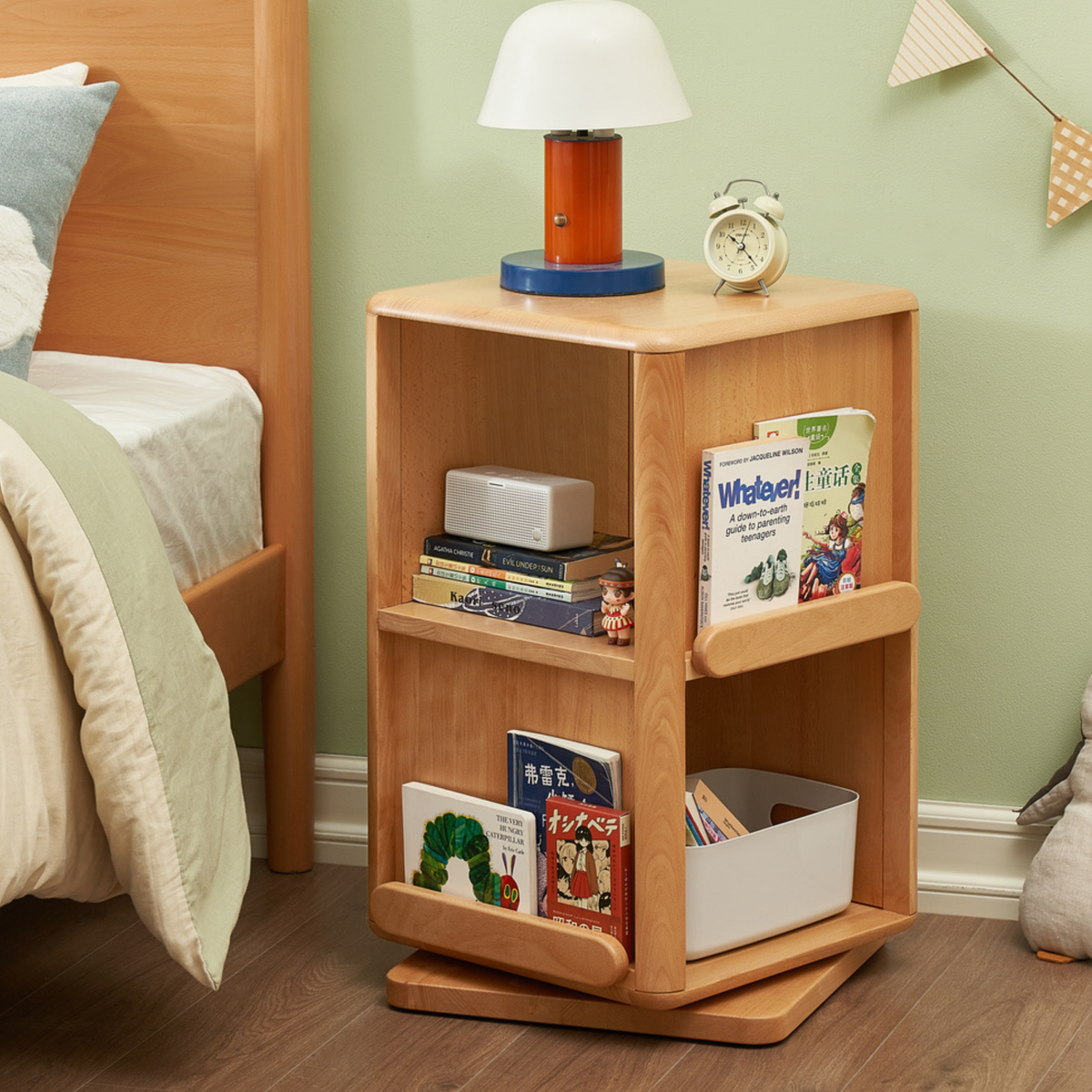 Solidwood Ayla Rotating Bookcase, Beech