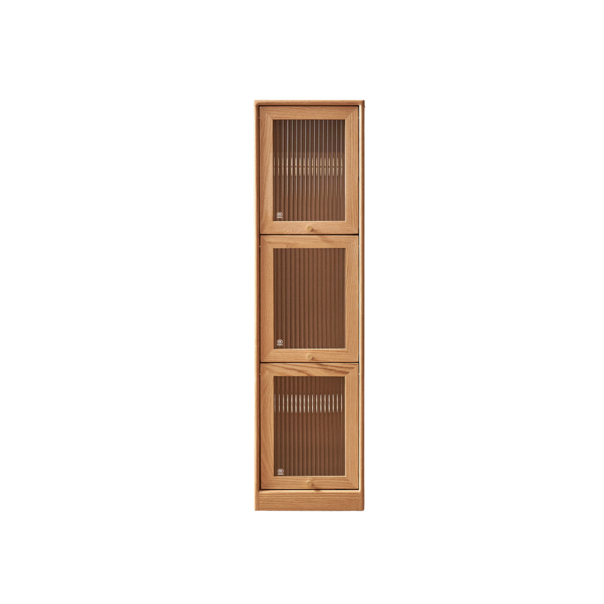 Solidwood Hemura 3-Door Bookcase, Oak