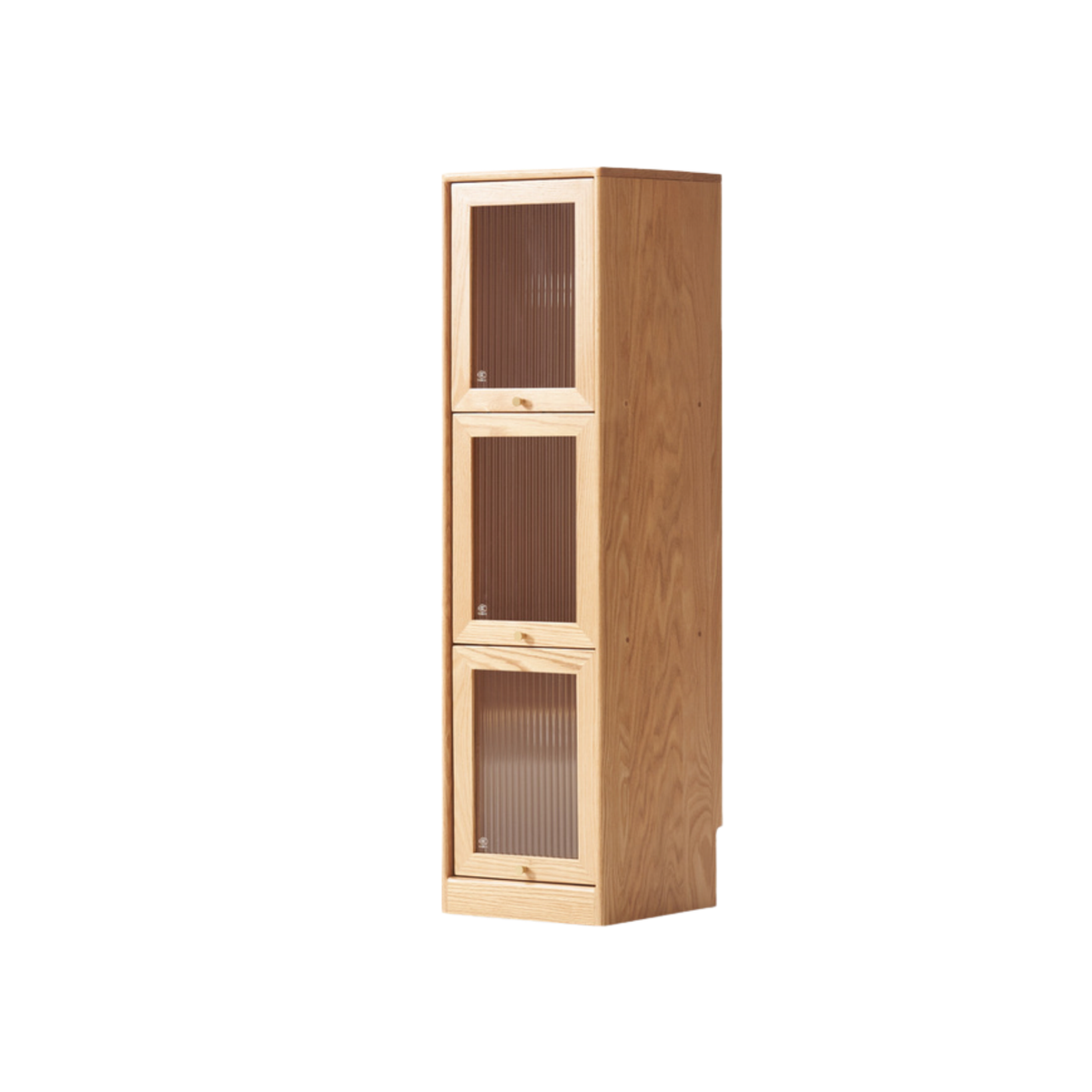 Solidwood Hemura 3-Door Bookcase, Oak
