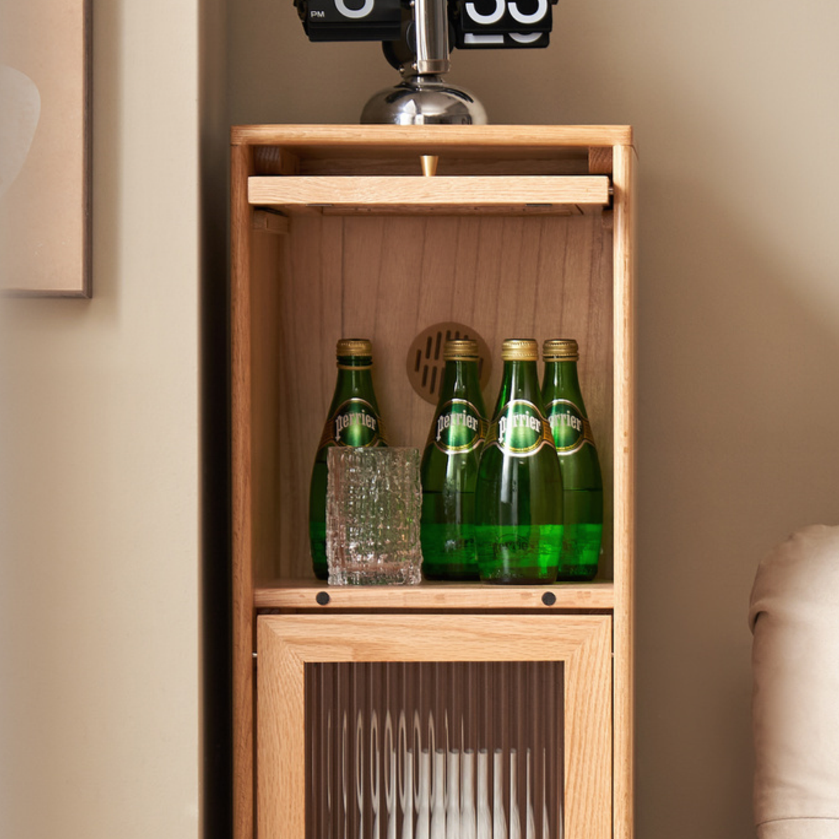 Solidwood Hemura 3-Door Bookcase, Oak