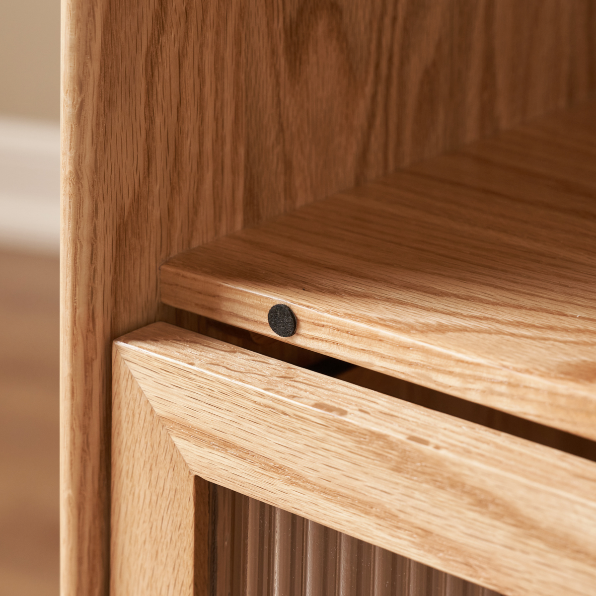 Solidwood Hemura 3-Door Bookcase, Oak